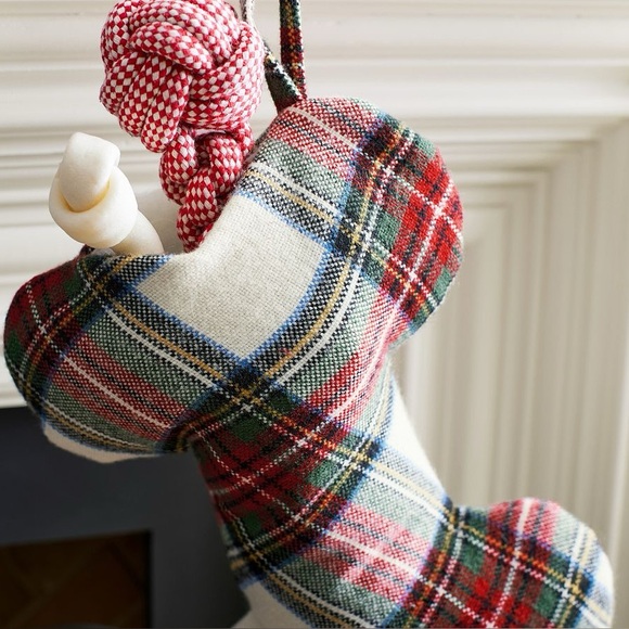 New, Pottery Barn Stewart Tartan Plaid Bone Stocking🎄 - Picture 2 of 7